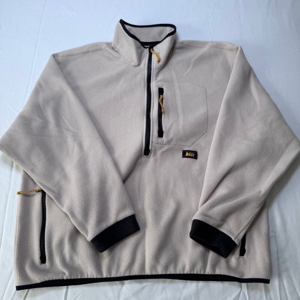 REI Trailsmith Polartec Fleece Pullover Women's XL Cream Half Zip Retro